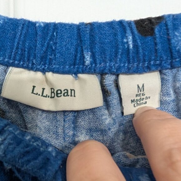 LL Bean Flannel Sleep Pants Womens Size Medium Blue Yellow Lab Black Lab Pajamas - Picture 4 of 11